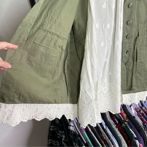 Tiny By Anthropologie Charlie Green Military Eyelet Lace Jacket - Picture 5 of 7